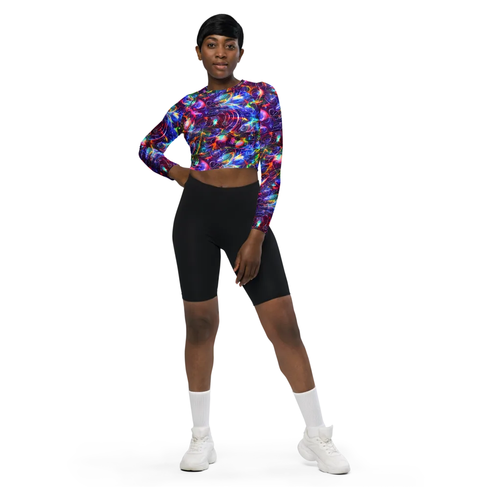 Molten Ribbon Reef on Long Sleeve Crop Top — Front