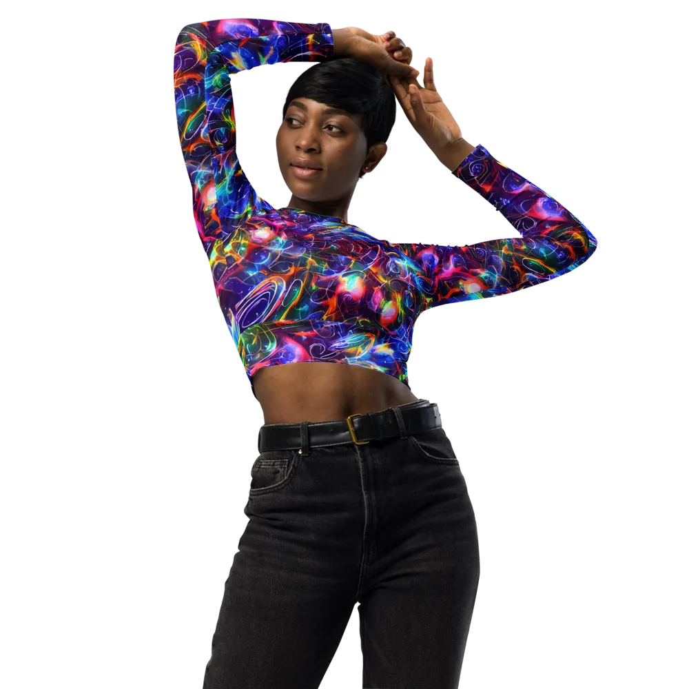 Molten Ribbon Reef on Long Sleeve Crop Top — Front