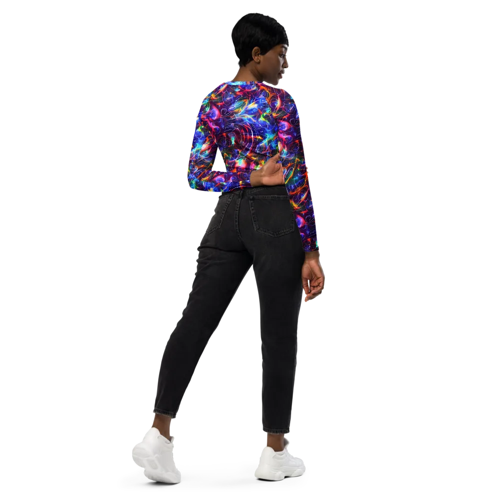 Molten Ribbon Reef on Long Sleeve Crop Top — Right Back