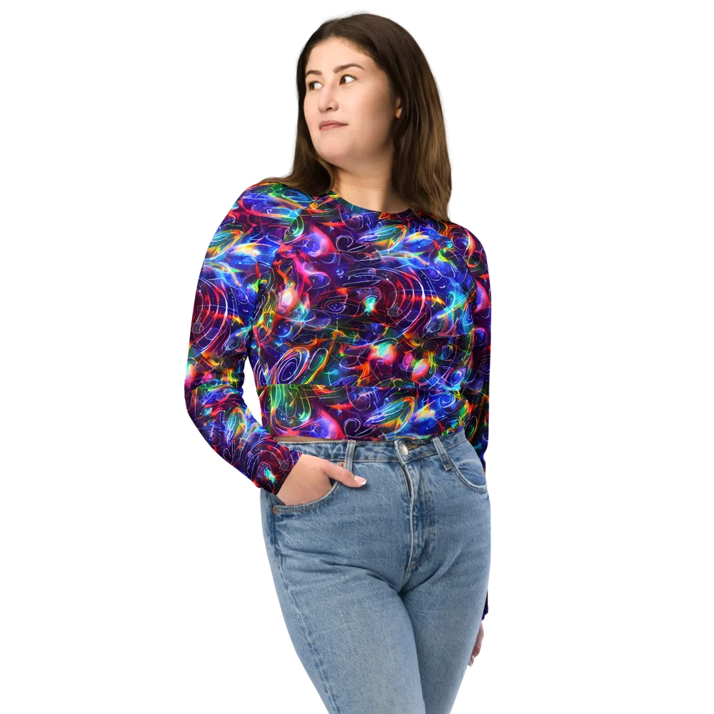 Molten Ribbon Reef on Long Sleeve Crop Top — Front