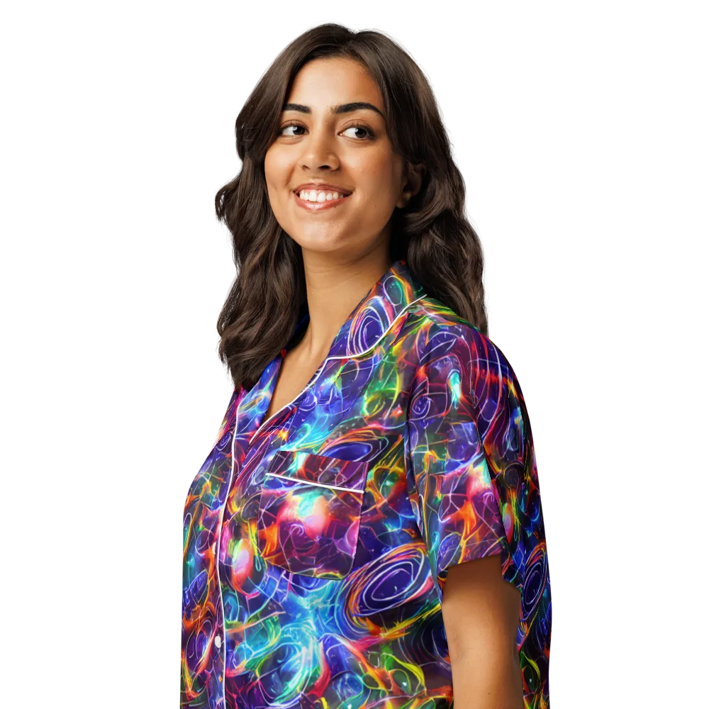 Molten Ribbon Reef on Women's Short Sleeve Pajama Top — Left Front