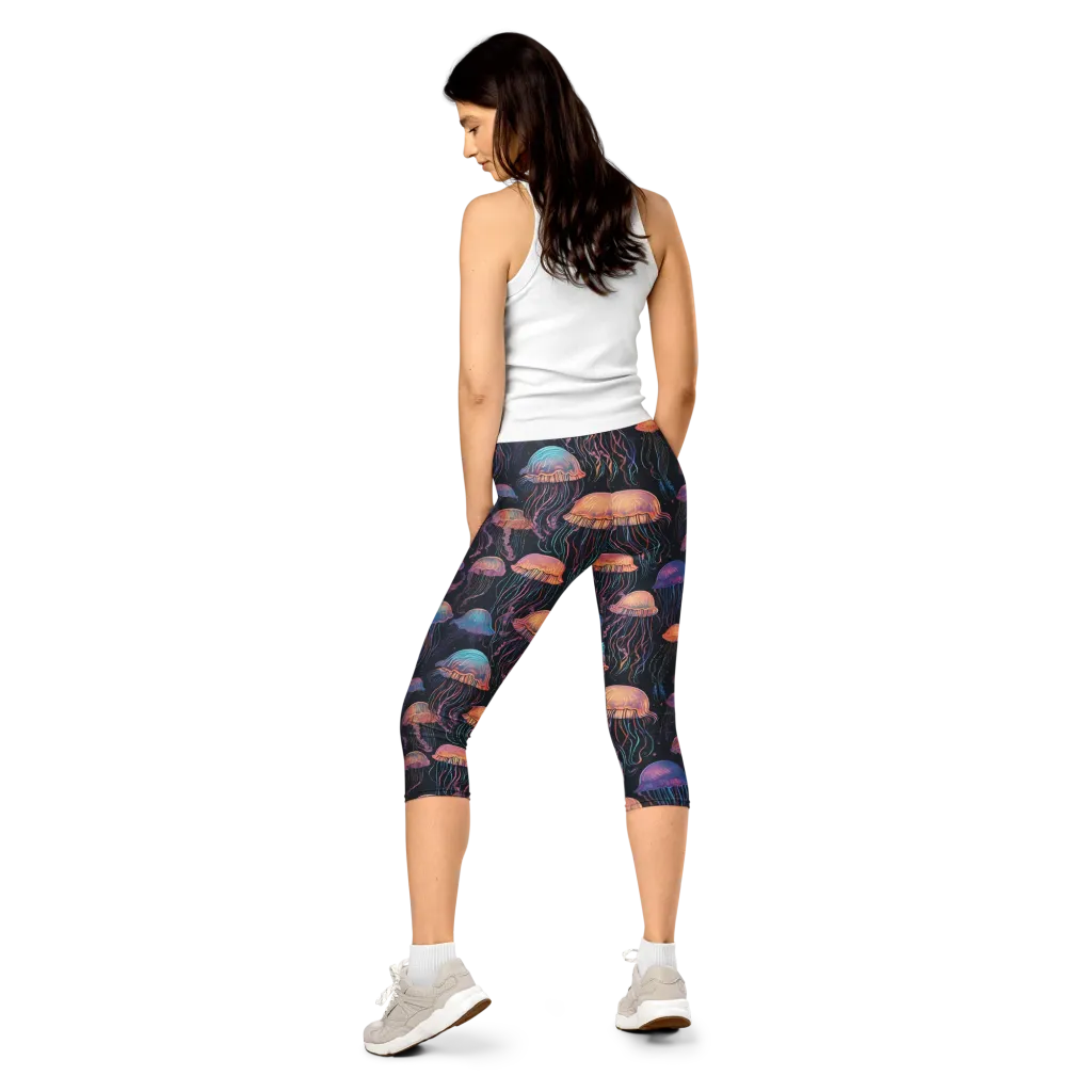 Luminous Medusa on Capri Leggings — Back