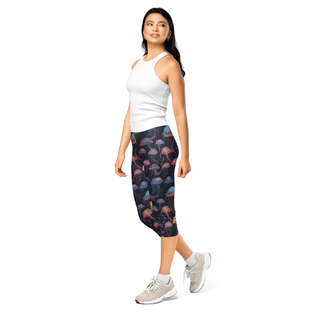 Luminous Medusa on Capri Leggings — Left Front