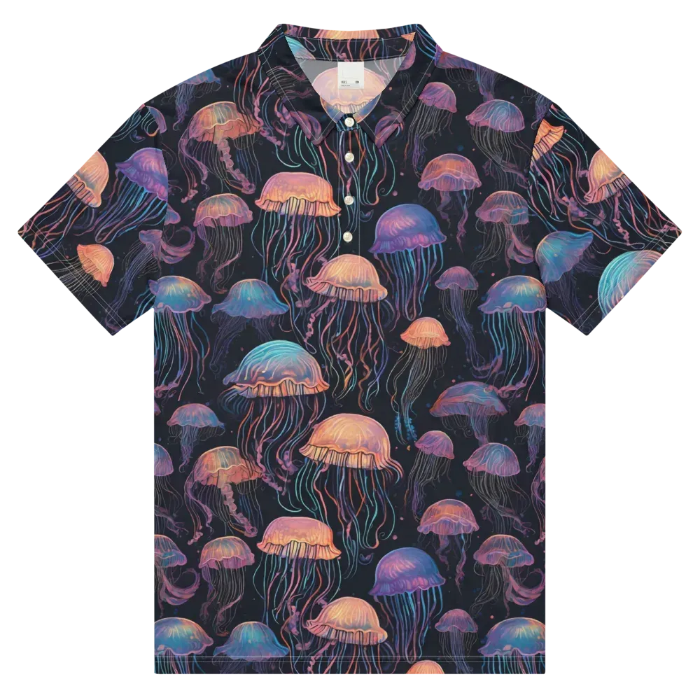 Luminous Medusa on Men's Slim Fit Polo Shirt — Front