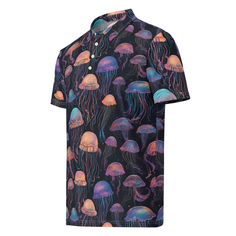 Luminous Medusa on Men's Slim Fit Polo Shirt — Left Front