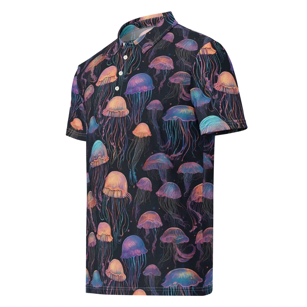 Luminous Medusa on Men's Slim Fit Polo Shirt — Left Front