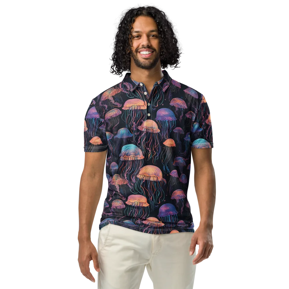 Luminous Medusa on Men's Slim Fit Polo Shirt — Front