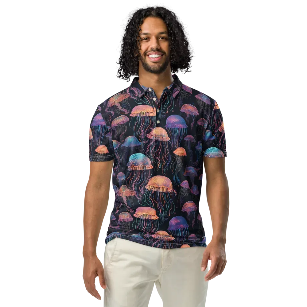 Luminous Medusa on Men's Slim Fit Polo Shirt — Front