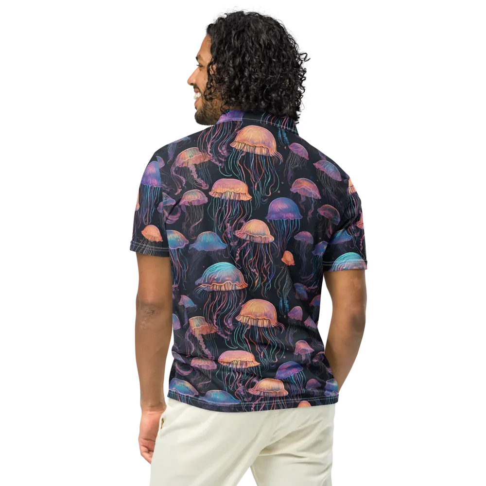 Luminous Medusa on Men's Slim Fit Polo Shirt — Back