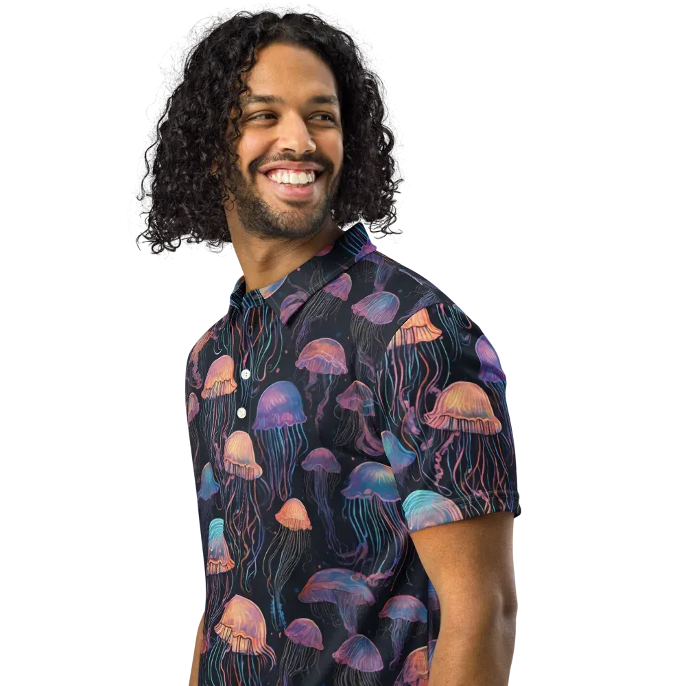 Luminous Medusa on Men's Slim Fit Polo Shirt — Left Front