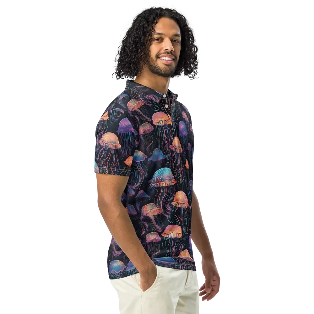 Luminous Medusa on Men's Slim Fit Polo Shirt — Right Front