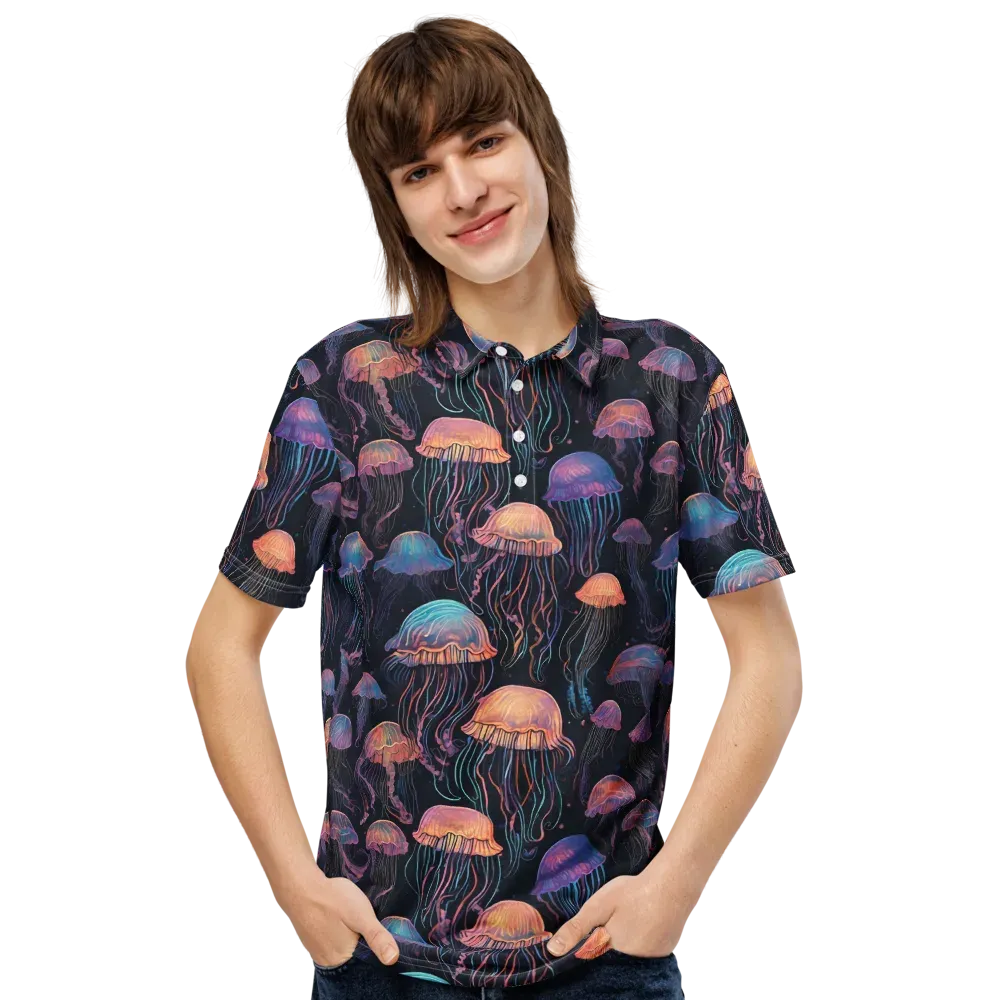 Luminous Medusa on Men's Slim Fit Polo Shirt — Front