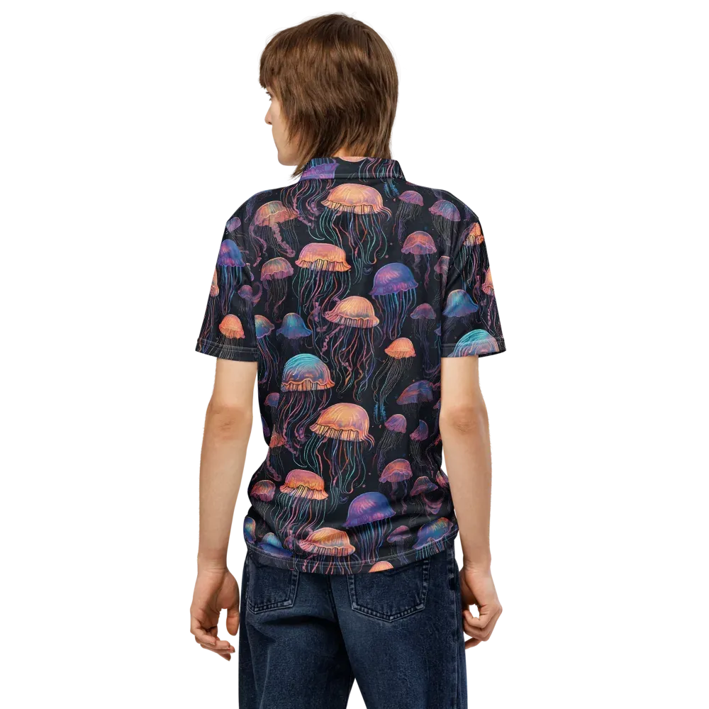 Luminous Medusa on Men's Slim Fit Polo Shirt — Back