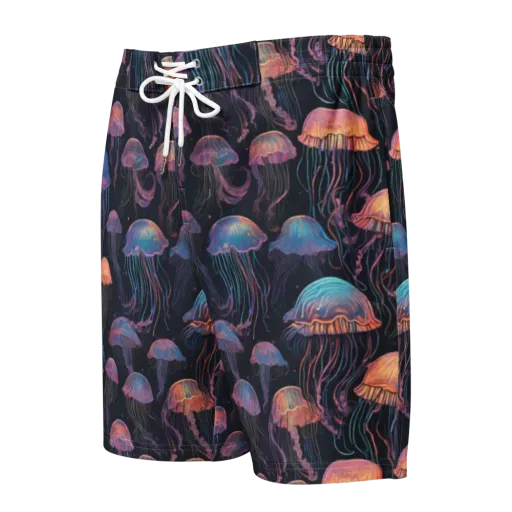 Luminous Medusa on a Men's Board Shorts