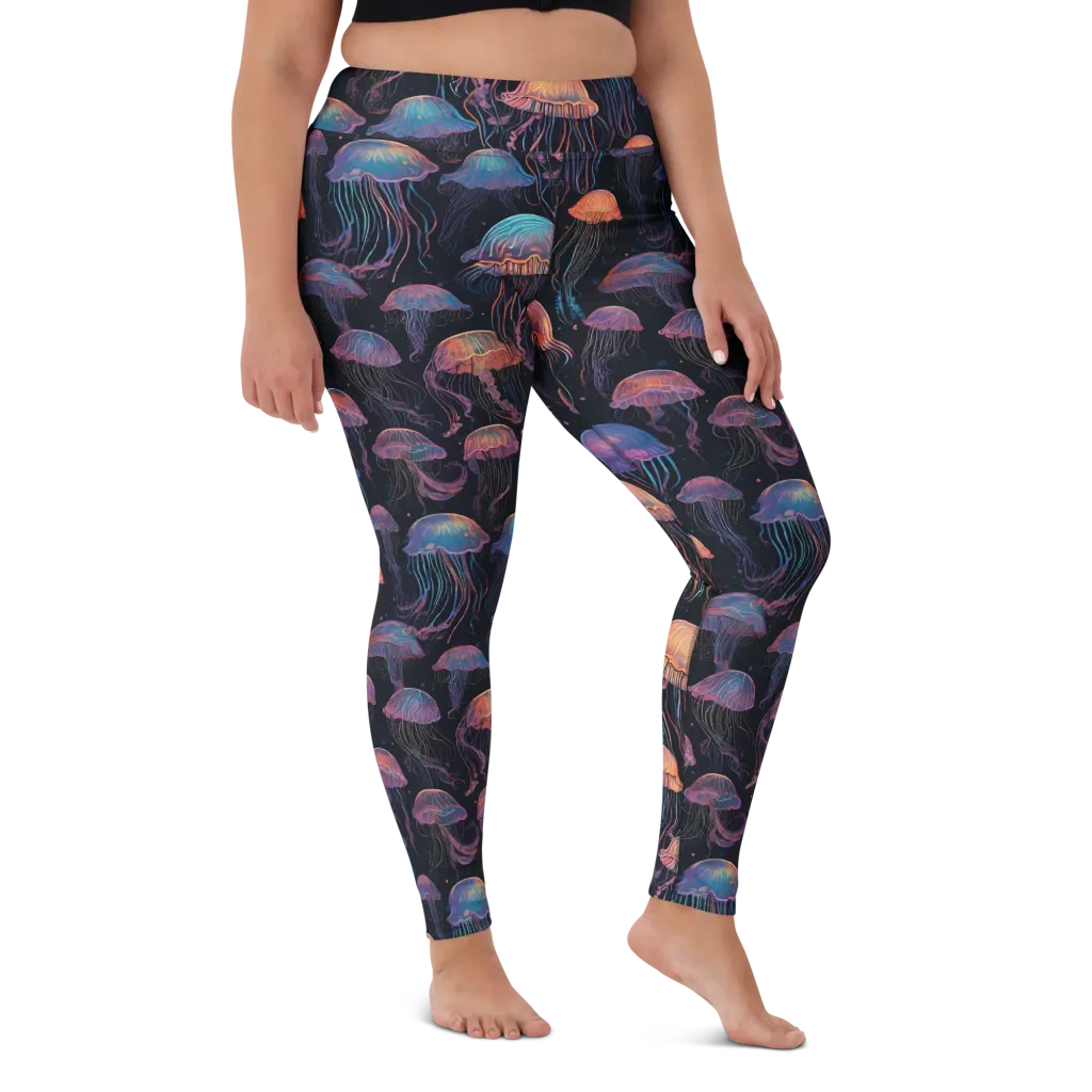 Luminous Medusa on Yoga Leggings — Front