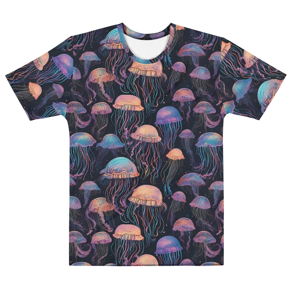 Luminous Medusa on Men's Cotton Crew Neck T-Shirt — Front