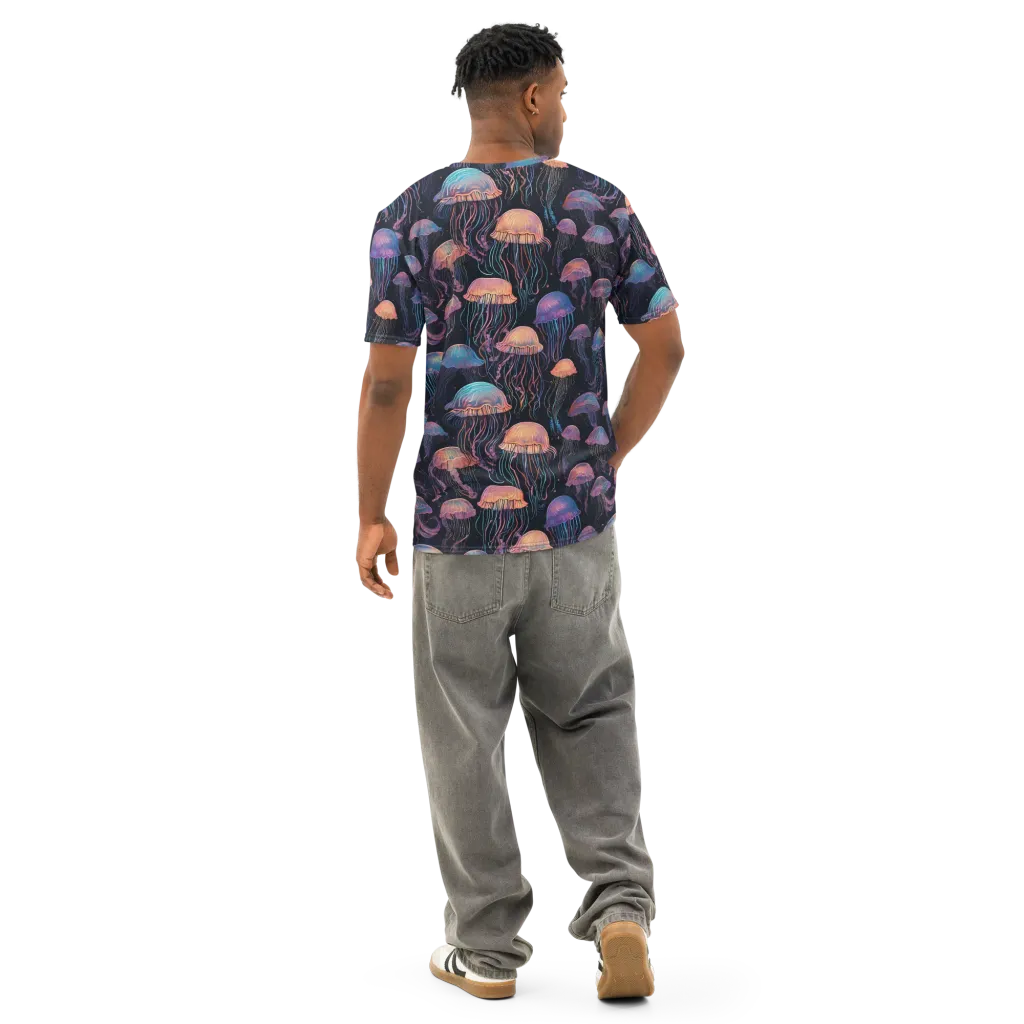 Luminous Medusa on Men's Cotton Crew Neck T-Shirt — Back