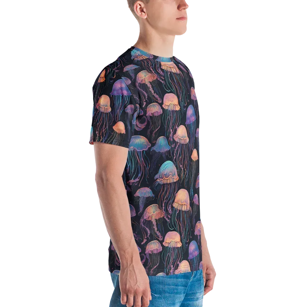 Luminous Medusa on Men's Crew Neck T-Shirt — Right