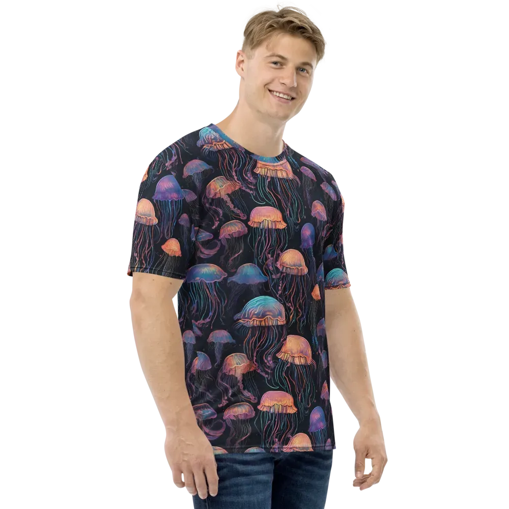 Luminous Medusa on Men's Crew Neck T-Shirt — Right