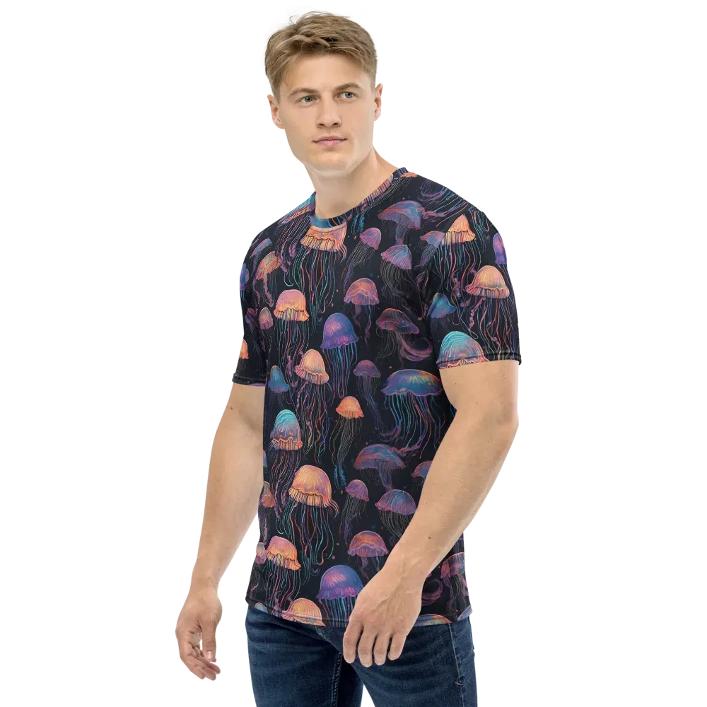 Luminous Medusa on Men's Crew Neck T-Shirt — Left
