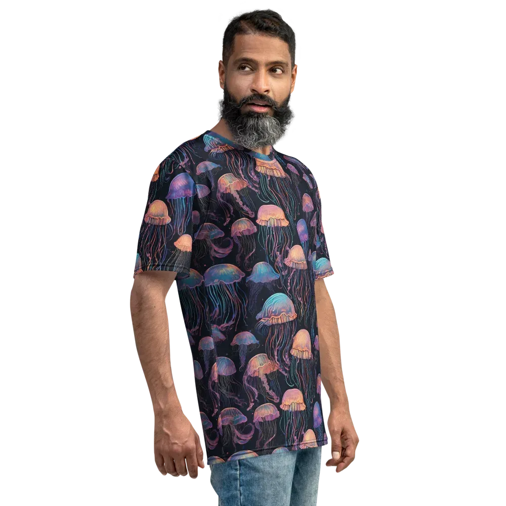 Luminous Medusa on Men's Crew Neck T-Shirt — Right
