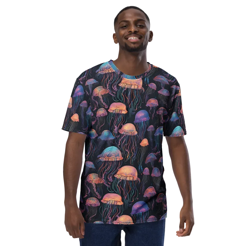 Luminous Medusa on Men's Crew Neck T-Shirt — Front