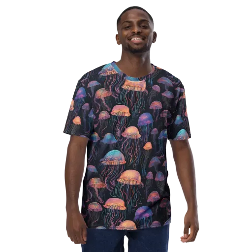 Luminous Medusa on a Men's Crew Neck T-Shirt