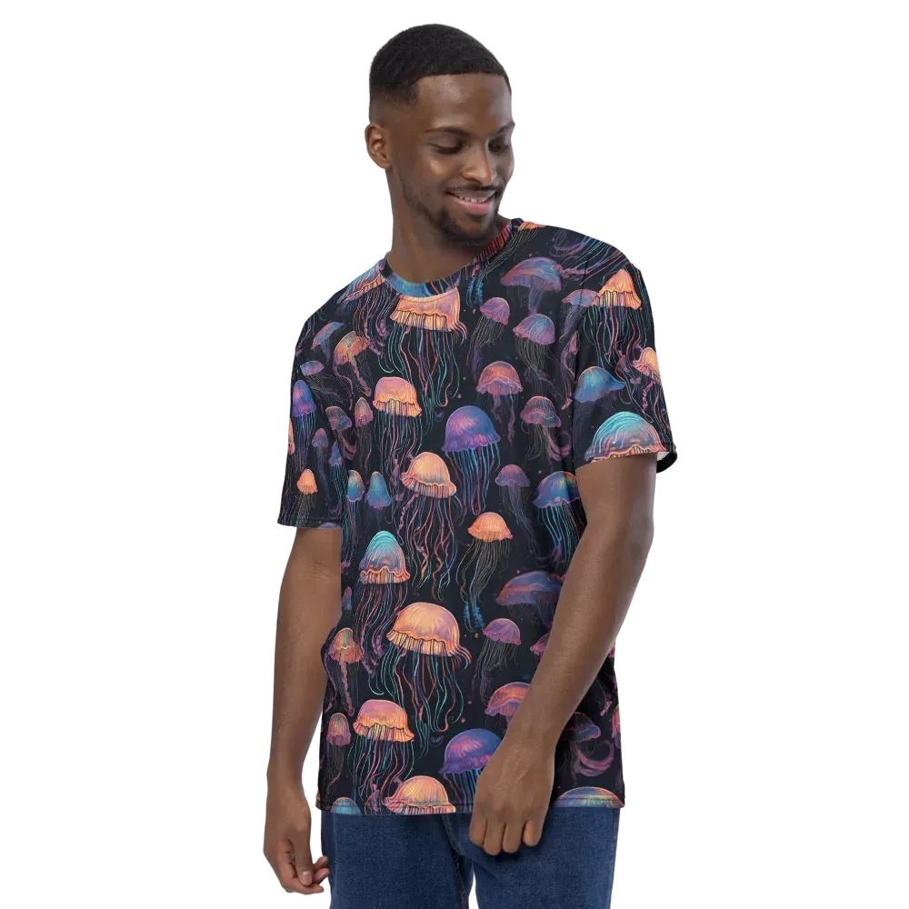 Luminous Medusa on Men's Crew Neck T-Shirt — Left
