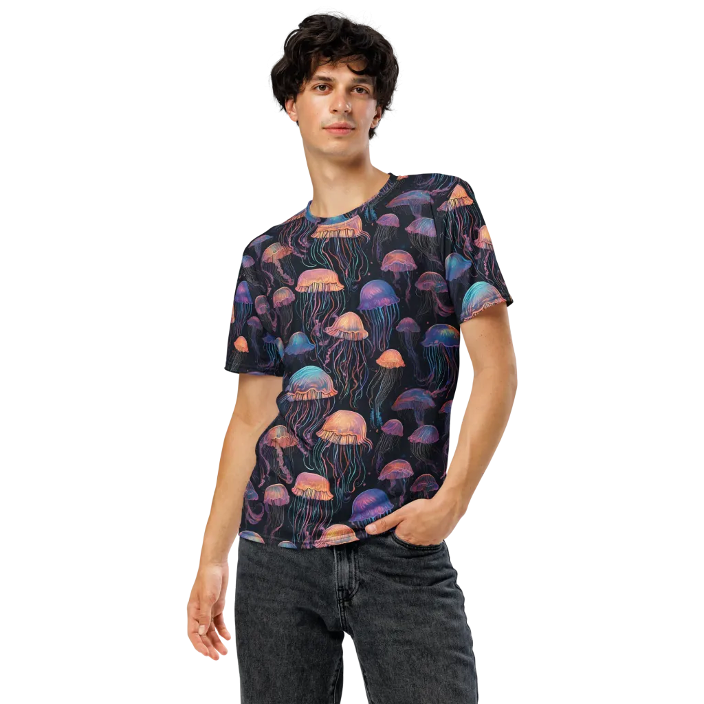 Luminous Medusa on Men's Crew Neck T-Shirt — Front
