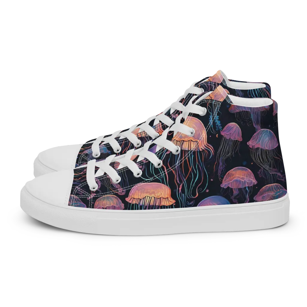 Luminous Medusa on Men's High Top Canvas Shoes — Left