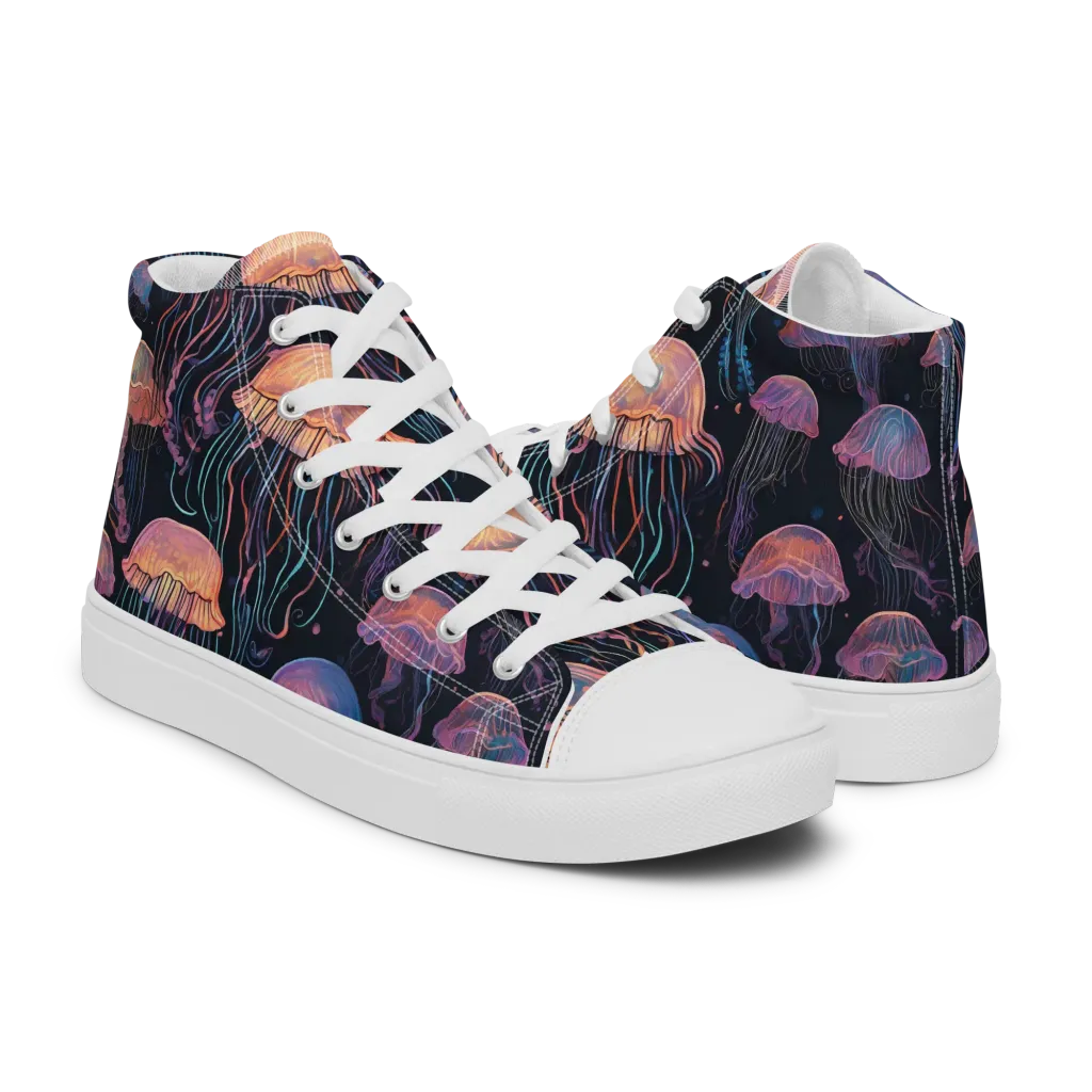 Luminous Medusa on Men's High Top Canvas Shoes — Right