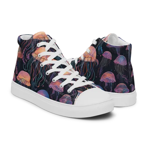 Luminous Medusa on a Men's High Top Canvas Shoes