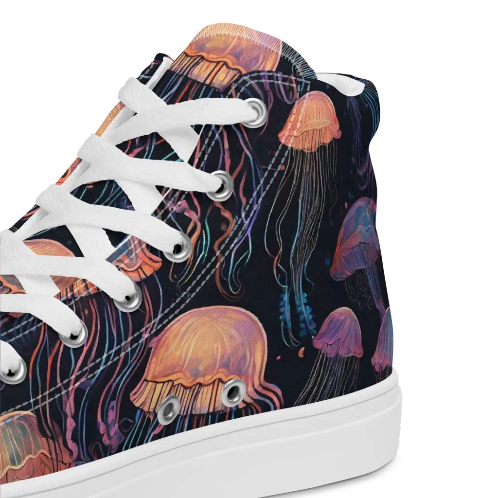 Luminous Medusa on Men's High Top Canvas Shoes — Product details 2