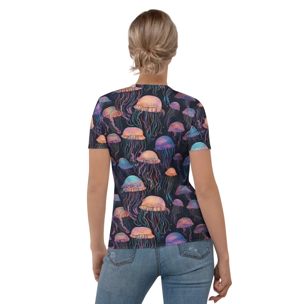 Luminous Medusa on Women's Crew Neck T-Shirt — Back