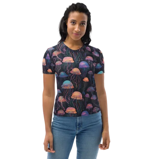 Luminous Medusa on a Women's Crew Neck T-Shirt