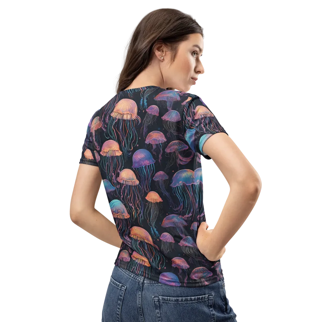 Luminous Medusa on Women's Crew Neck T-Shirt — Back