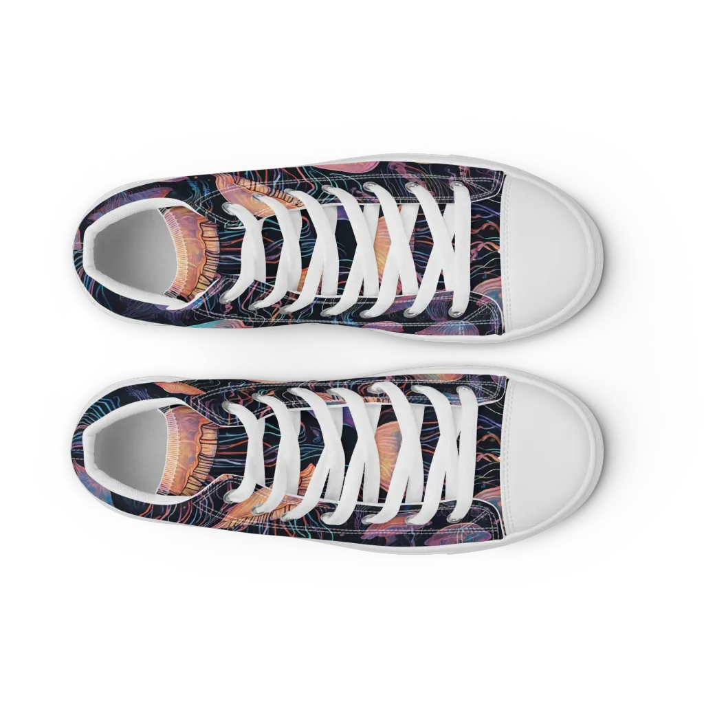 Luminous Medusa on Women's High Top Canvas Shoes — Front