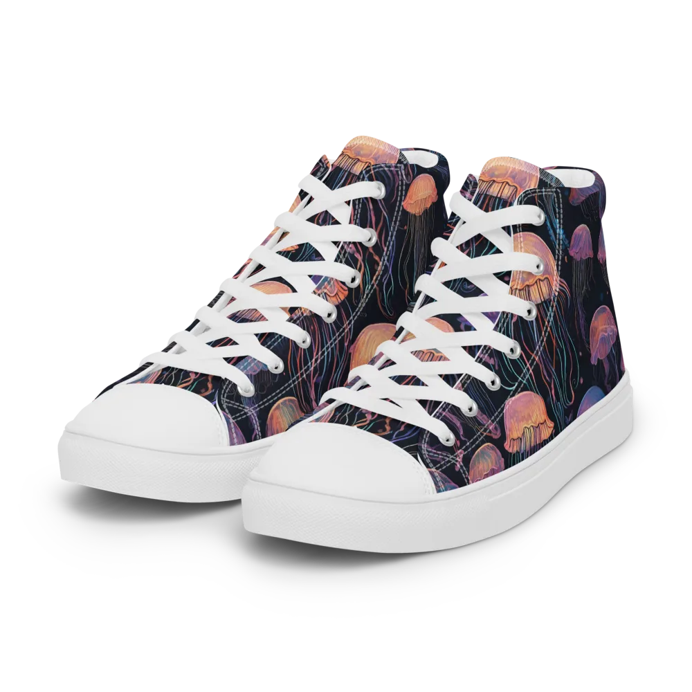 Luminous Medusa on Women's High Top Canvas Shoes — Left Front