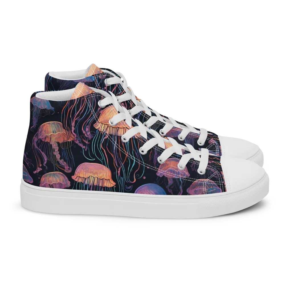Luminous Medusa on Women's High Top Canvas Shoes — Right