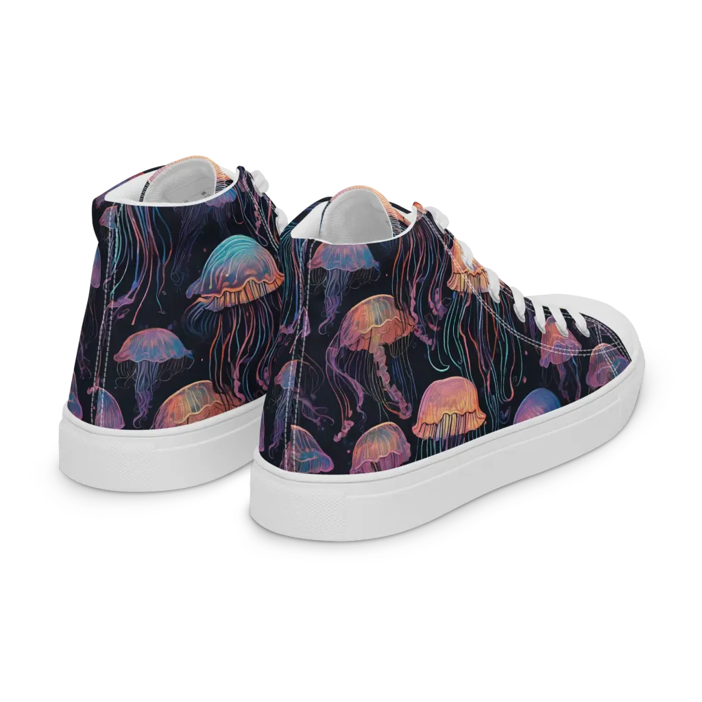 Luminous Medusa on Women's High Top Canvas Shoes — Right Back