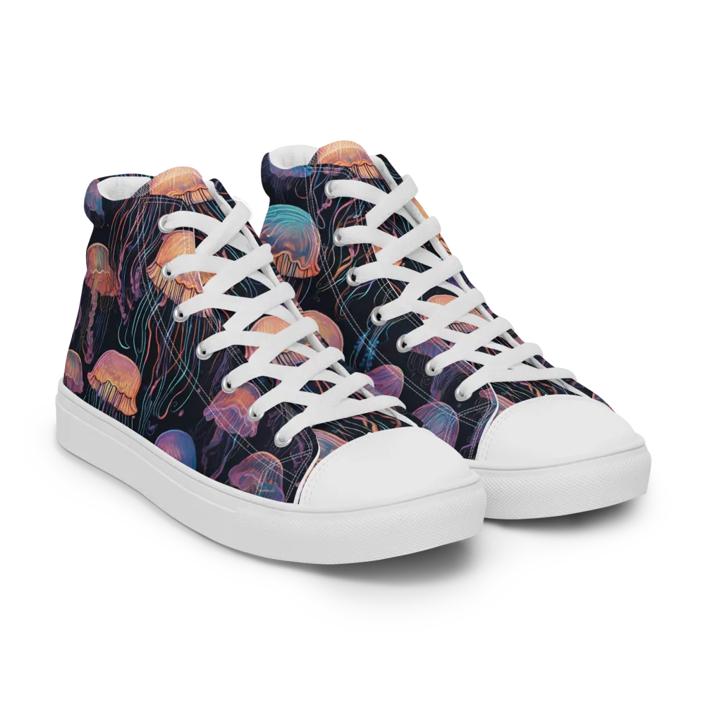 Luminous Medusa on Women's High Top Canvas Shoes — Right Front