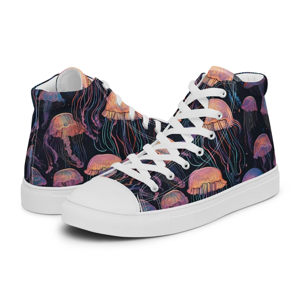 Luminous Medusa on Women's High Top Canvas Shoes — Left
