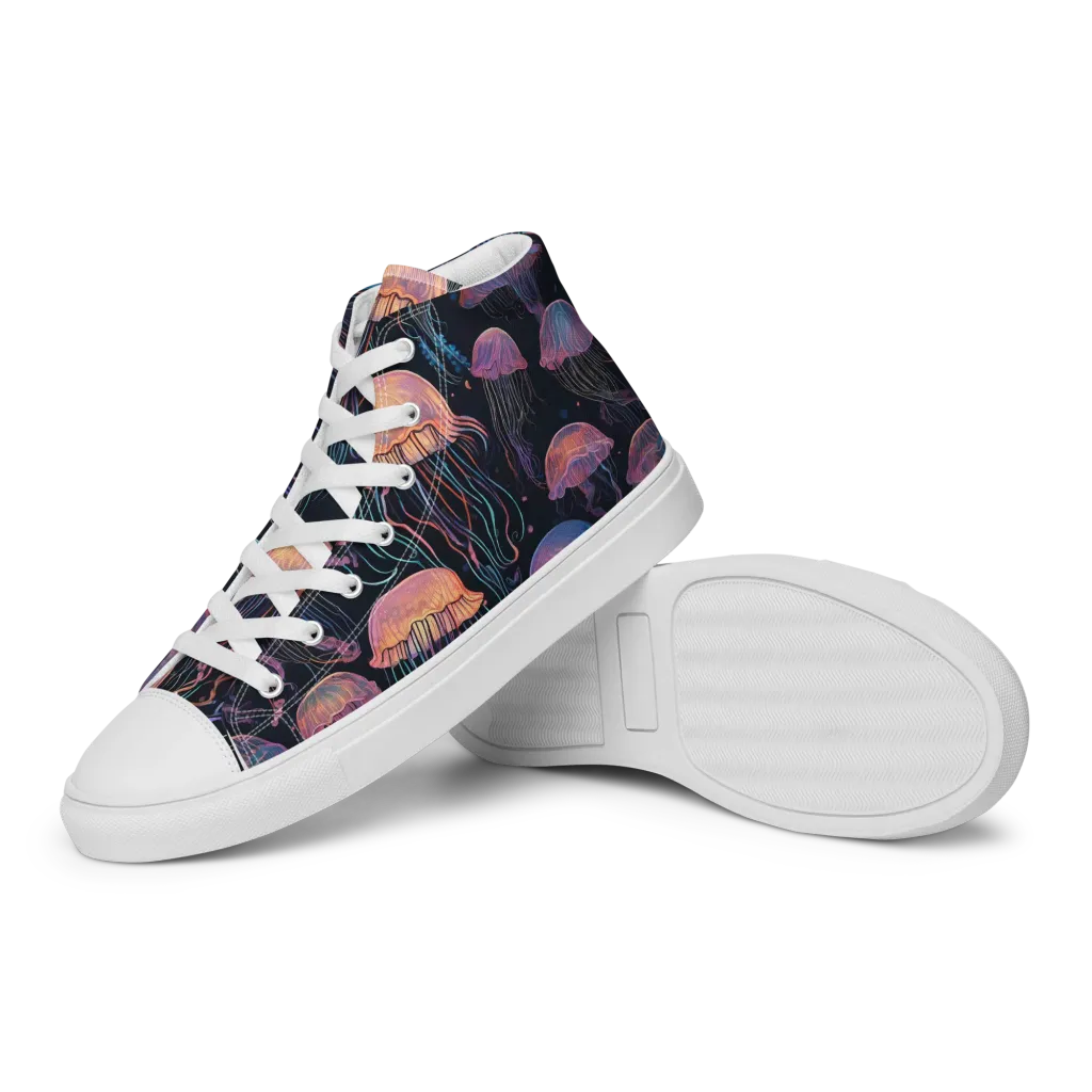 Luminous Medusa on Women's High Top Canvas Shoes — Left
