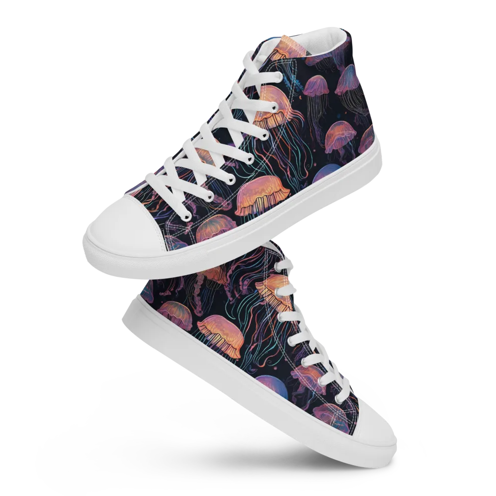Luminous Medusa on Women's High Top Canvas Shoes — Front