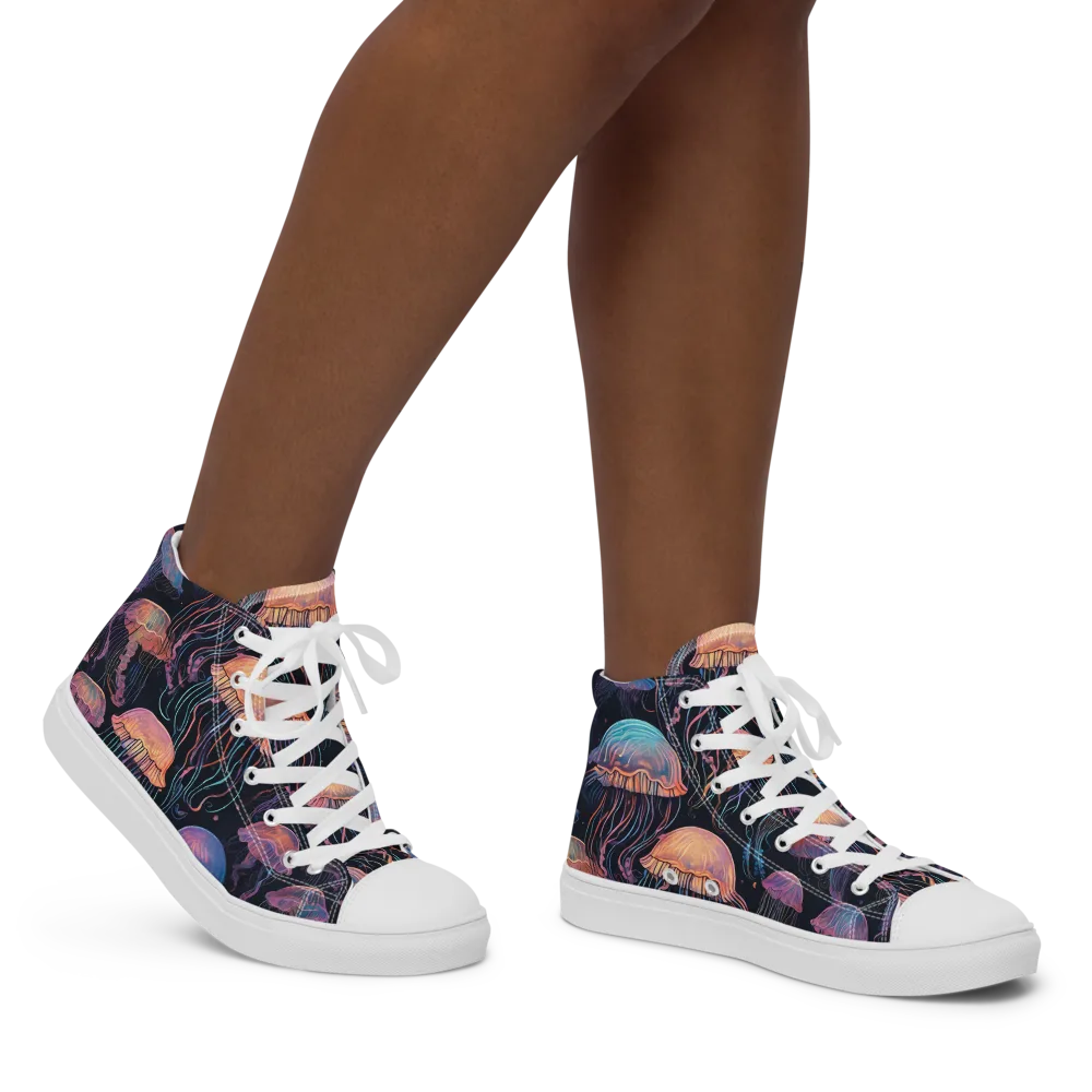 Luminous Medusa on Women's High Top Canvas Shoes — Right