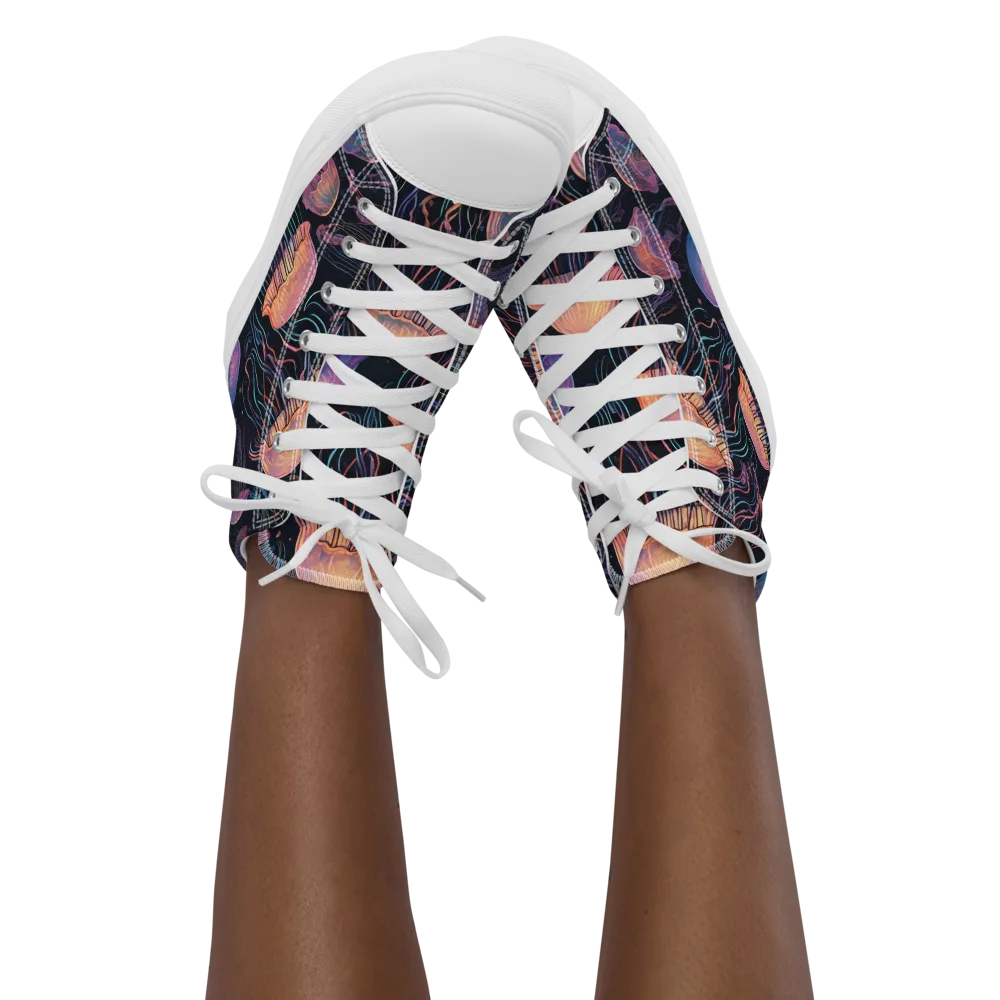Luminous Medusa on Women's High Top Canvas Shoes — Front
