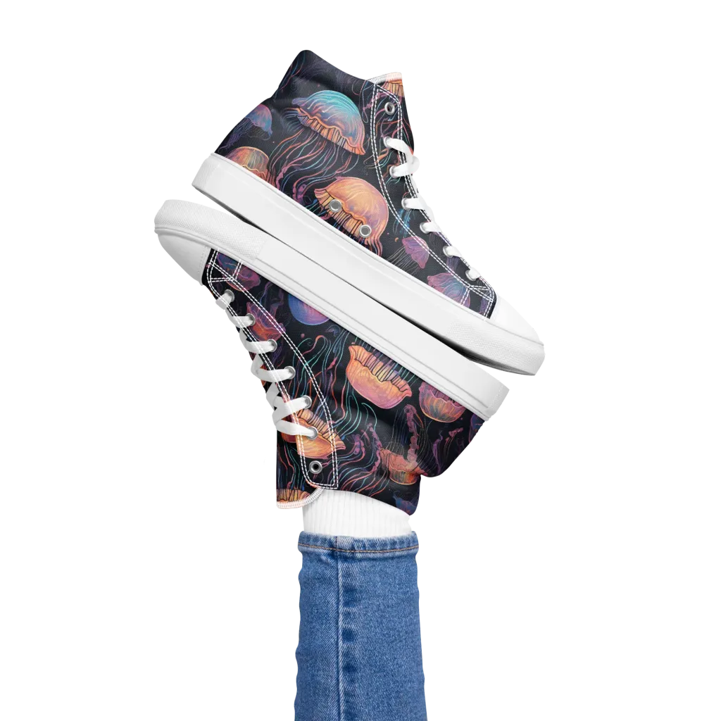 Luminous Medusa on Women's High Top Canvas Shoes — Left