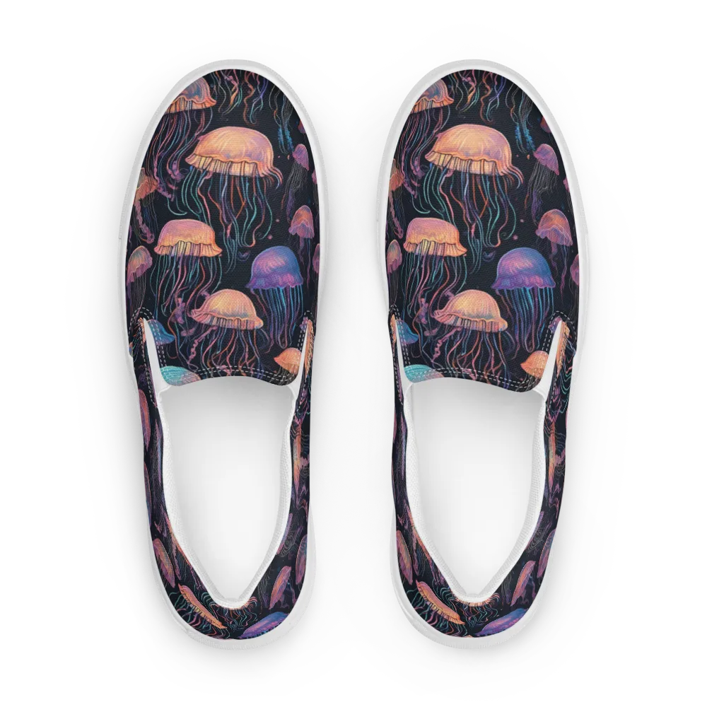 Luminous Medusa on Men's Slip-On Canvas Shoes — Front