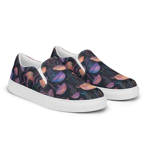 Luminous Medusa on a Men's Slip-On Canvas Shoes