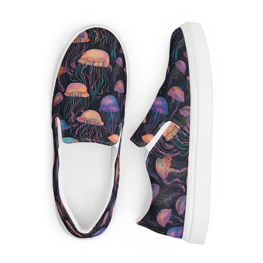 Luminous Medusa on Men's Slip-On Canvas Shoes — Front